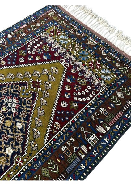 El Dokuma Sıfır Koleksiyonluk Yahyalı Halısı 117X225 Kök Boya %100 Yün Halı Renkli modelleri