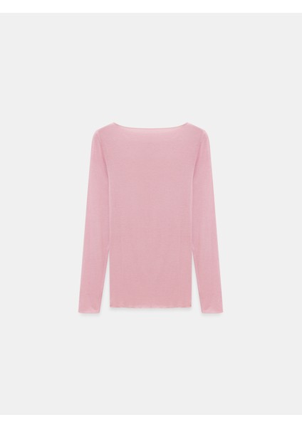 32122 Kayık Yaka Modal Kaşmir Ultra Hafif Bluz-Gül fiyatları