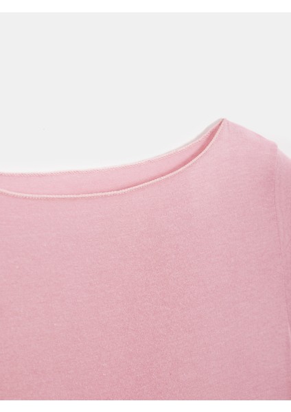 32122 Kayık Yaka Modal Kaşmir Ultra Hafif Bluz-Gül modelleri