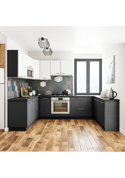 Emi Mutfak Alt Modül 200 cm Antrasit - Tezgah Dahil fiyatları