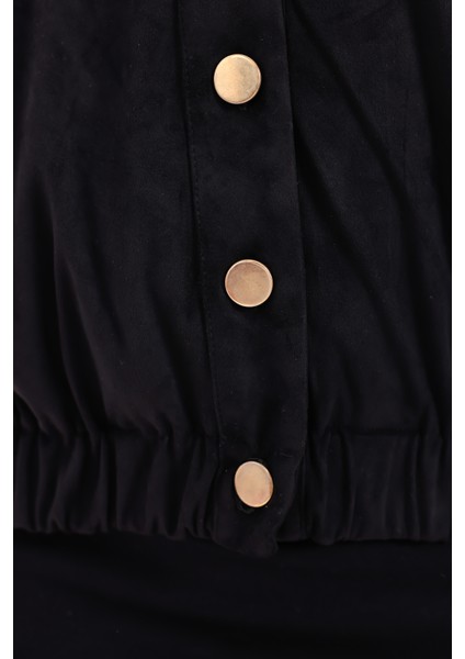 Süet Çıtçıtlı Cepli Polo Yaka Truvakar Kol Detaylı Crop Bomber Ceket fırsatları