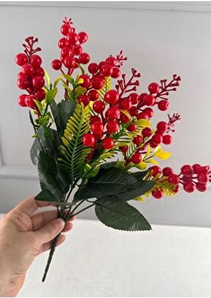 7 Dallı Kırmızı Kokina Çiçeği Dekoratif Süsler ile Yılbaşı ve Parti Malzemeleri İçin indirimleri