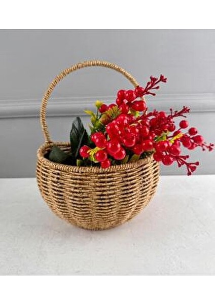 7 Dallı Kırmızı Kokina Çiçeği Dekoratif Süsler ile Yılbaşı ve Parti Malzemeleri İçin