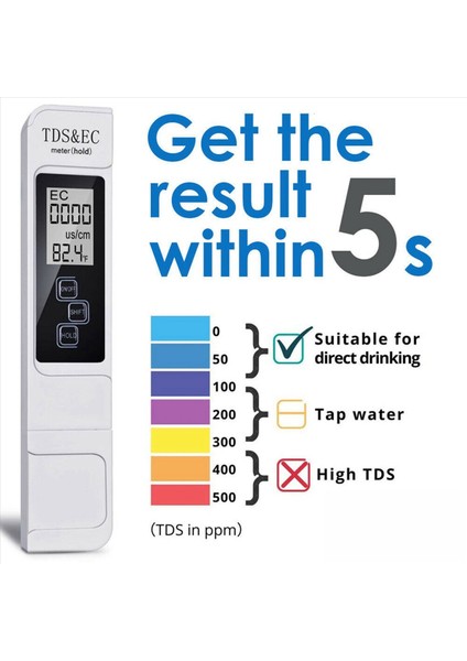 2x Tds Ec Metre Dijital Su Kalitesi Test Cihazı 0-9999 Ppm Ölçüm Aralığı Su Saflığı Sıcaklık Ölçer Test Cihazı (Yurt Dışından) modelleri