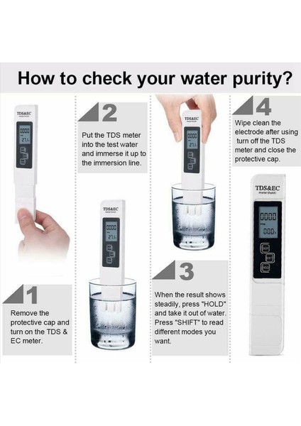 2x Tds Ec Metre Dijital Su Kalitesi Test Cihazı 0-9999 Ppm Ölçüm Aralığı Su Saflığı Sıcaklık Ölçer Test Cihazı (Yurt Dışından) fırsatları