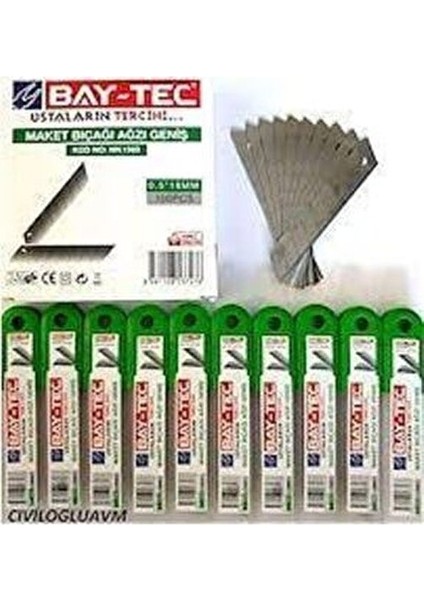 MK1560 Geniş Uçlu Maket Bıçağı Falçata Yedek 0,5 x 18 mm 10'lu Ustaların Tercihi fırsatları