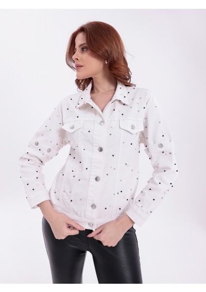 Denim Jean Taşlı Cepli Çıtçıtlı Çıkarılabilir Kol Detaylı Düğmeli Kot Ceket
