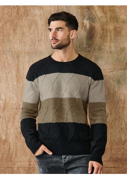 Simit Yaka Çok Renkli Erkek Triko Kazak modelleri