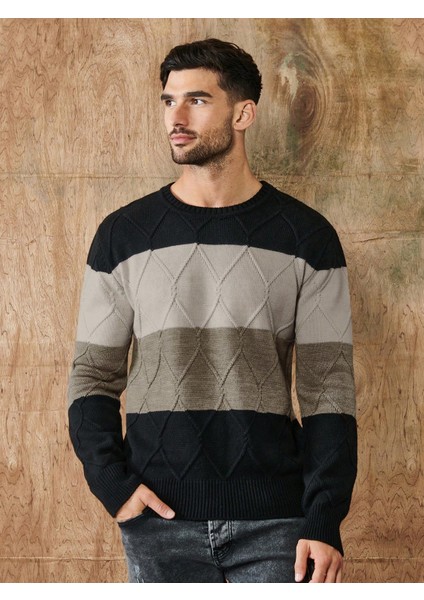 Simit Yaka Çok Renkli Erkek Triko Kazak fırsatları