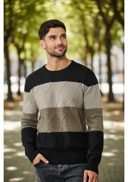 Simit Yaka Çok Renkli Erkek Triko Kazak indirimleri