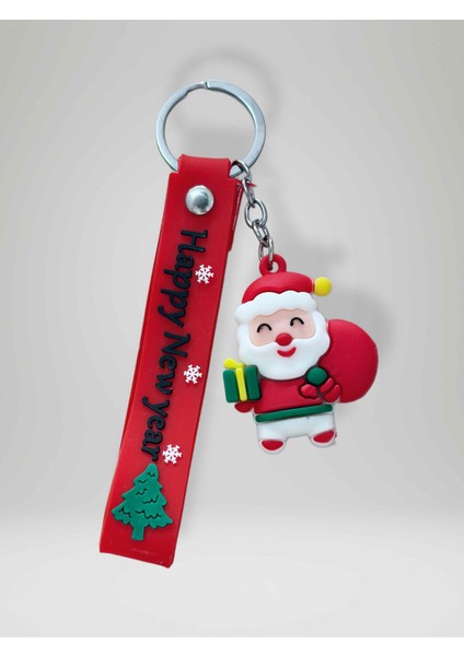 Yılbaşı Temalı Silikon Noel Baba Anahtarlık – Bileklikli, Sevimli Tasarım, Çanta ve Anahtarlık Süsü (KOD:128)