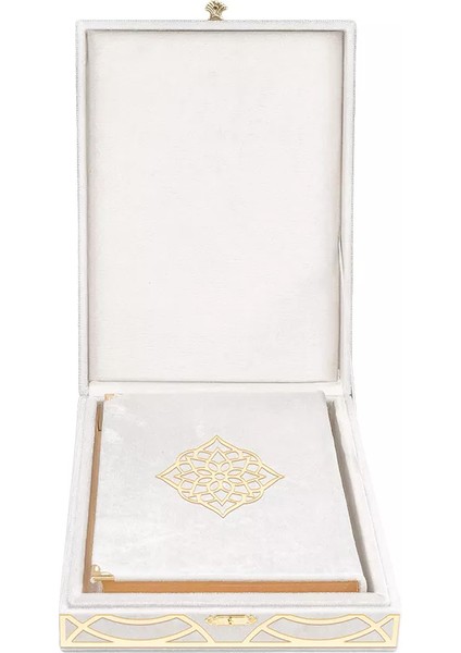 Kadife Kutulu Kur'an-I Kerim (Hafız Boy, Pleksili Desen, Krem) fiyatları