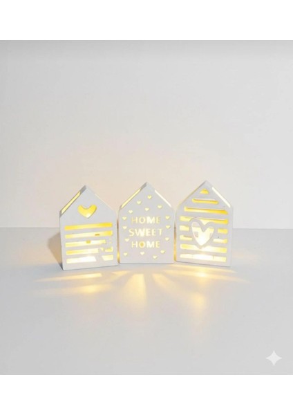 Modern Şık Home Evler Dekoratif Ürün 3'lü Beyaz