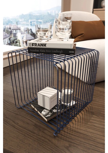 Miami Minimalist Metal Tel Yan Sehpa Modern Küp Yan Sehpa & Modüler Kitaplık