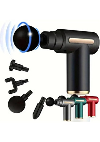 Yeni Nesil 4 Başlıklı Şarjlı Masaj Tabancası Vücut Masajı İçin Etkili ve Sessiz