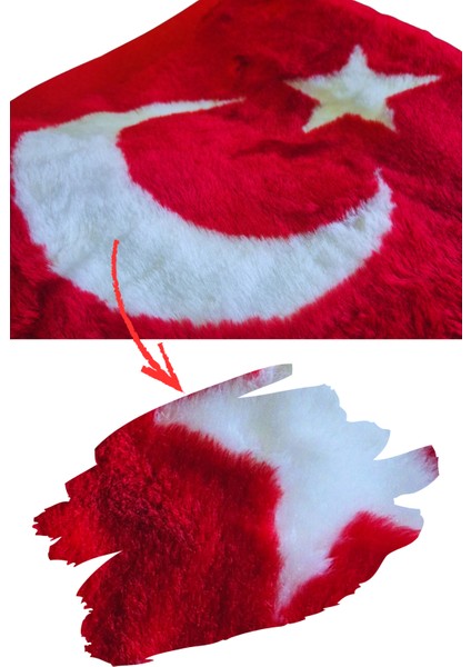 Türk Bayraklı & Ayyıldız Desenli Uzun Tüylü Yumuşak Torpido - Pandizot Koruyucu Pelüş Örtü Halı indirimleri