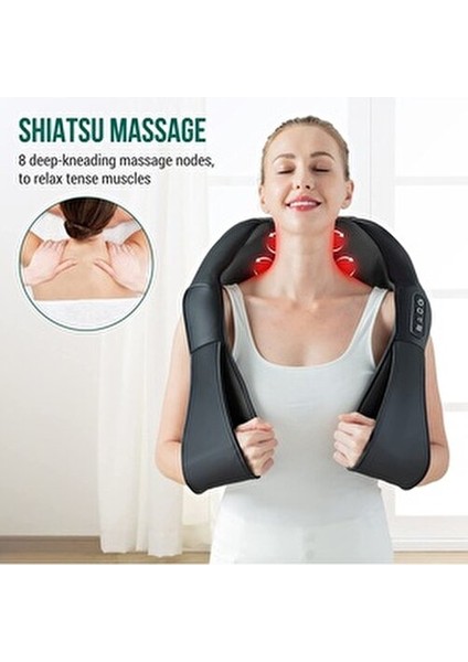 ERG-708 Isıtmalı Ovmalı Masaj Yastığı Boyun, Omuz, Sırt Masaj Aleti Derin Doku Fonksiyonu
