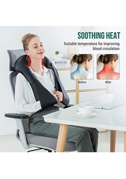 ERG-708 Isıtmalı Ovmalı Masaj Yastığı Boyun, Omuz, Sırt Masaj Aleti Derin Doku Fonksiyonu