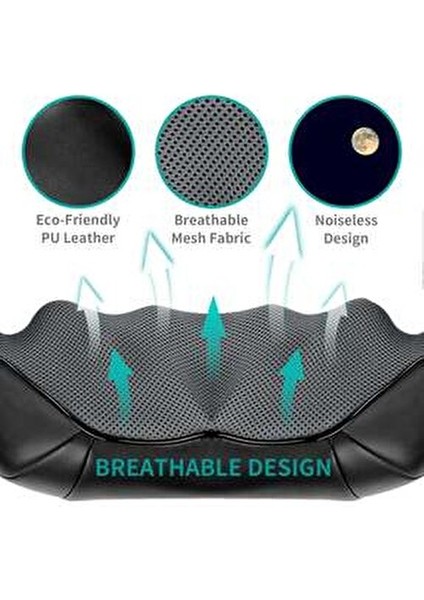 ERG-708 Isıtmalı Ovmalı Masaj Yastığı Boyun, Omuz, Sırt Masaj Aleti Derin Doku Fonksiyonu