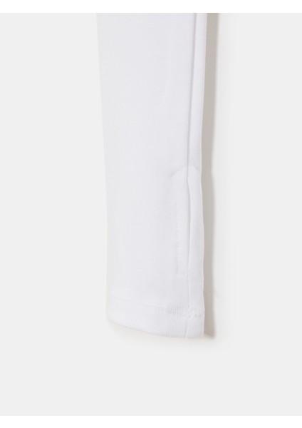 32319 Modal Karışımlı Uzun Kollu Top-Beyaz