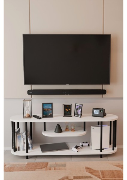 Modern Tv Ünitesi Ahşap Raflı 2 Katlı Televizyon Sehpası Minimalist,dayanıklı, Fonksiyonel Tv Standı