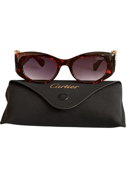 Leopar Kırmızı Desenli Kadın Güneş Gözlüğü