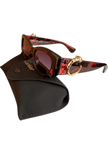 Leopar Kırmızı Desenli Kadın Güneş Gözlüğü modelleri