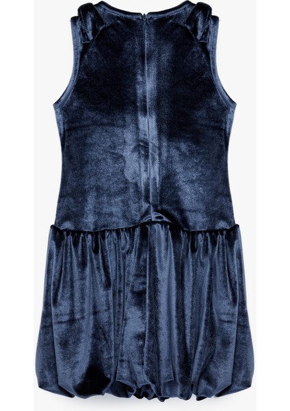 Fiyonklu Bisiklet Yaka Kolsuz Kadife Elbise fiyatları