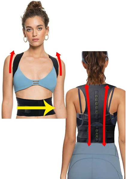 Unisex Medikal Dik Duruş Korsesi, Kamburluk Önleyici, Siyah Ortopedik