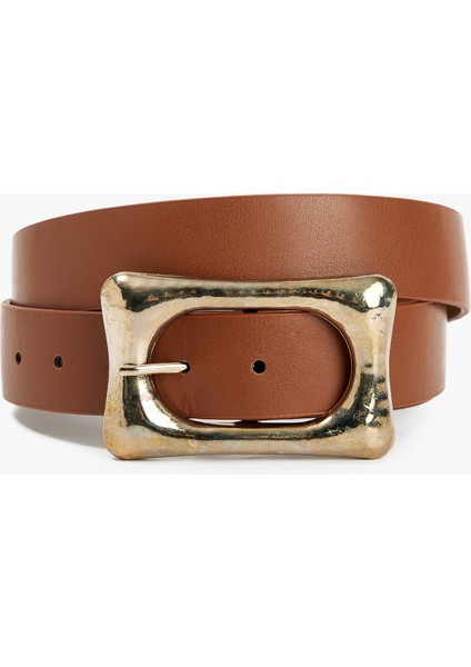 Metal Tokalı Suni Deri Kemer
