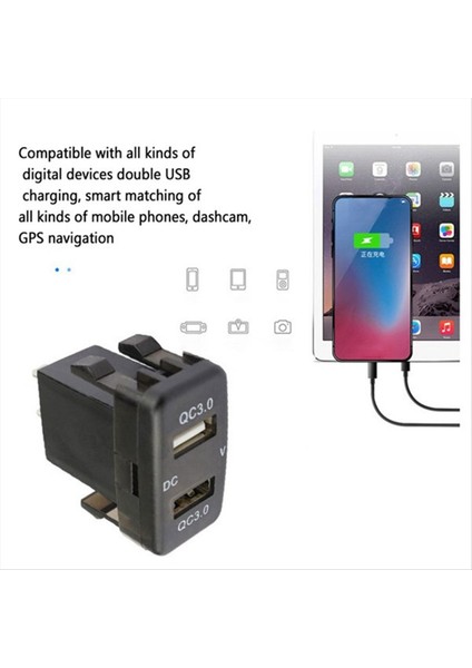 Toyota Için Araba Ikili Usb3 0 Voltmetre Siyah ve Mavi Voltajlı Araba Şarj Cihazı ile Hızlı Şarj (Yurt Dışından) indirimleri