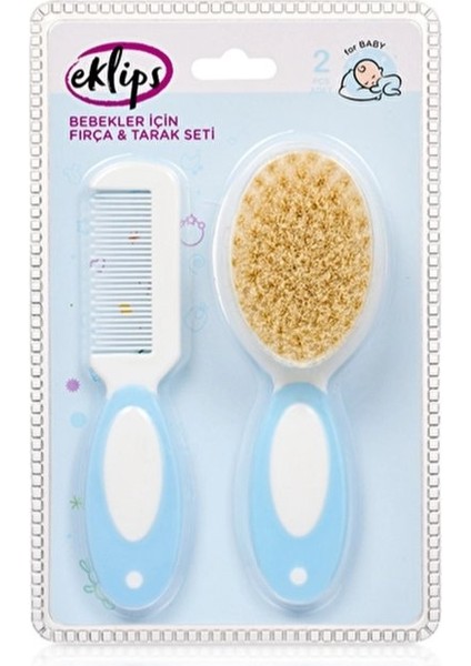 Bebek Fırça Tarak Seti (Mavi) – Doğal Kıllı, Nazik ve Güvenli Saç Bakımı