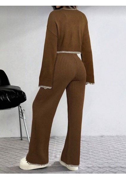 New Deux Çoban Dikiş Detaylı Triko Takım fiyatları