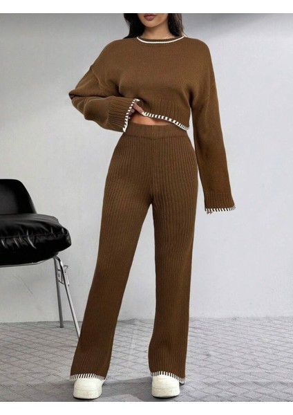 New Deux Çoban Dikiş Detaylı Triko Takım fırsatları