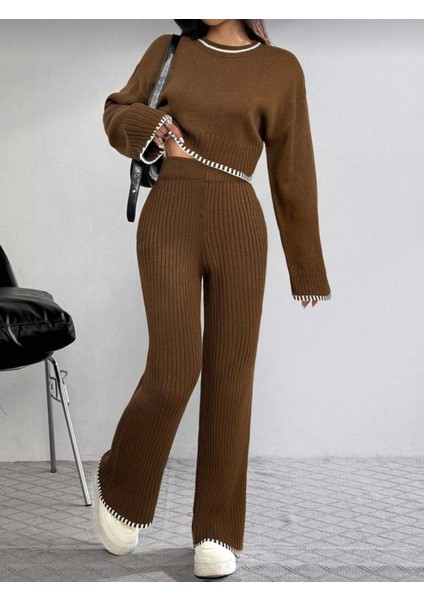 New Deux Çoban Dikiş Detaylı Triko Takım indirimleri