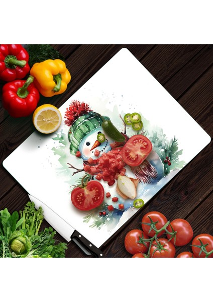 Cam Kesme Tahtası ve Sunumluk Kardan Adam Desenli 30 x 40 cm fiyatları