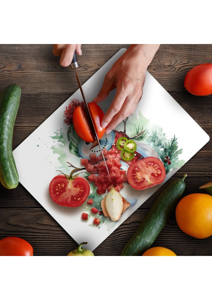 Cam Kesme Tahtası ve Sunumluk Kardan Adam Desenli 30 x 40 cm fırsatları