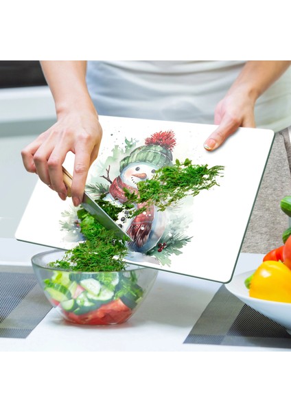 Cam Kesme Tahtası ve Sunumluk Kardan Adam Desenli 30 x 40 cm indirimleri