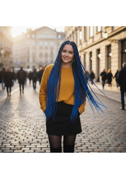 Afrika Örgüsü ve Rasta Için Sentetik Saç / Koyu Mavi
