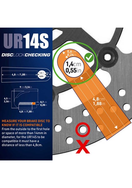 UR14S Urban Security Alarmlı Disk Kilidi – 120 Db Alarm, Yüksek Güvenlik