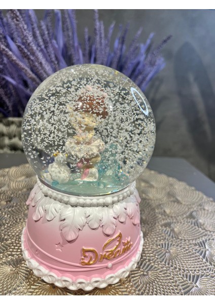 Balerin Kız Işıklı Müzikli Püskürtmeli Büyük Boy Cam Küre