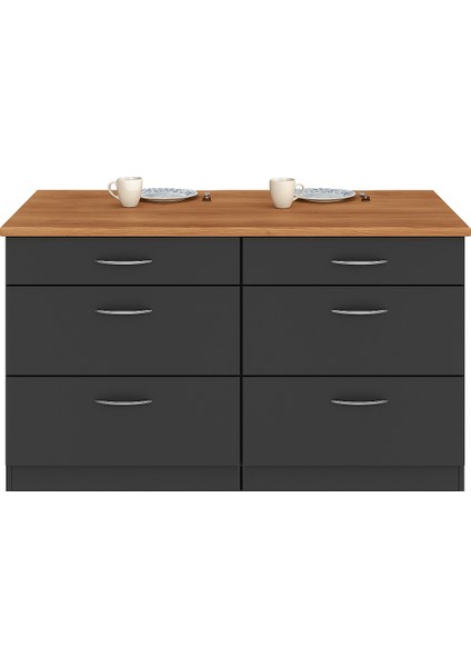 Dans Mutfak Adası 6 Çekmeceli Alt Modül 120 cm Tezgah Dahil
