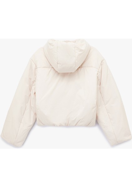 Fermuarlı Uzun Kollu Su Itici Kapüşonlu Crop Şişme Mont fırsatları