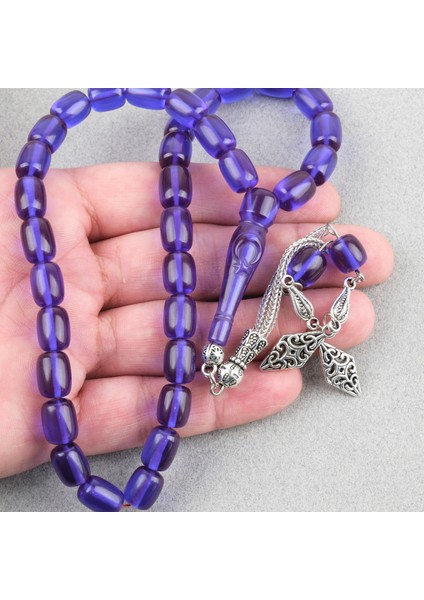 Ateş Kehribar Ayyıldız Işlemeli Imame Kapsül Kesim 9X11MM Tesbih -Parlament Mavi fiyatları