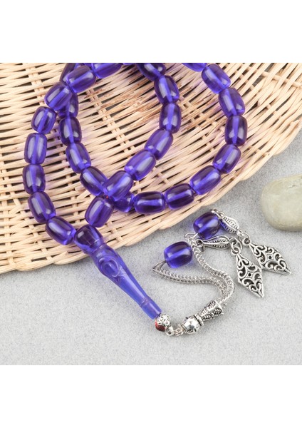 Ateş Kehribar Ayyıldız Işlemeli Imame Kapsül Kesim 9X11MM Tesbih -Parlament Mavi fırsatları