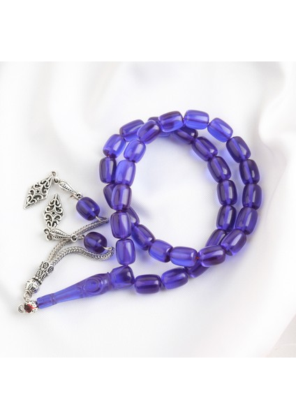 Ateş Kehribar Ayyıldız Işlemeli Imame Kapsül Kesim 9X11MM Tesbih -Parlament Mavi indirimleri