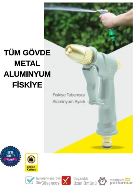 Alumınyum Tüm Gövde 3 Mod Fonksiyon Ayarlı Sulama Fiskiye Tabancası Bahçe Çiçek Balkon fiyatları