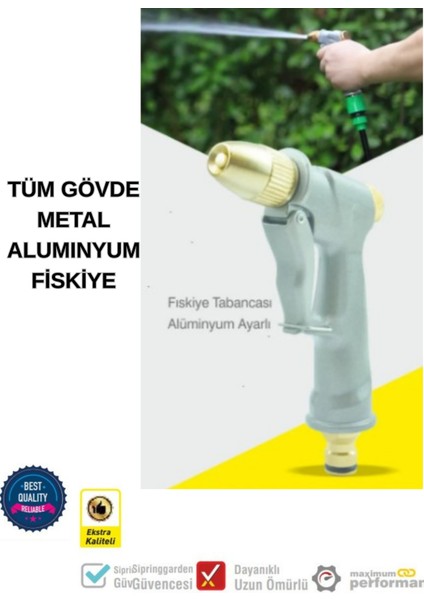 Alumınyum Tüm Gövde 3 Mod Fonksiyon Ayarlı Sulama Fiskiye Tabancası Bahçe Çiçek Balkon modelleri