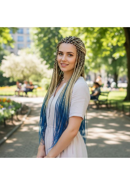 Afrika Örgüsü ve Rasta Için Sentetik Ombreli Saç / Platin / Lacivert