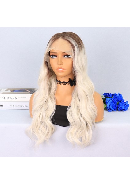 Koyu Kumral / Beyaz Platin Ombreli Su Dalgalı Tül Peruk modelleri